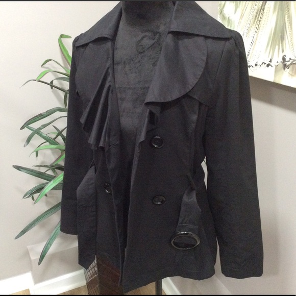 Willi Smith Ruffled Collar Trench Style Jacket - Picture 3 of 13